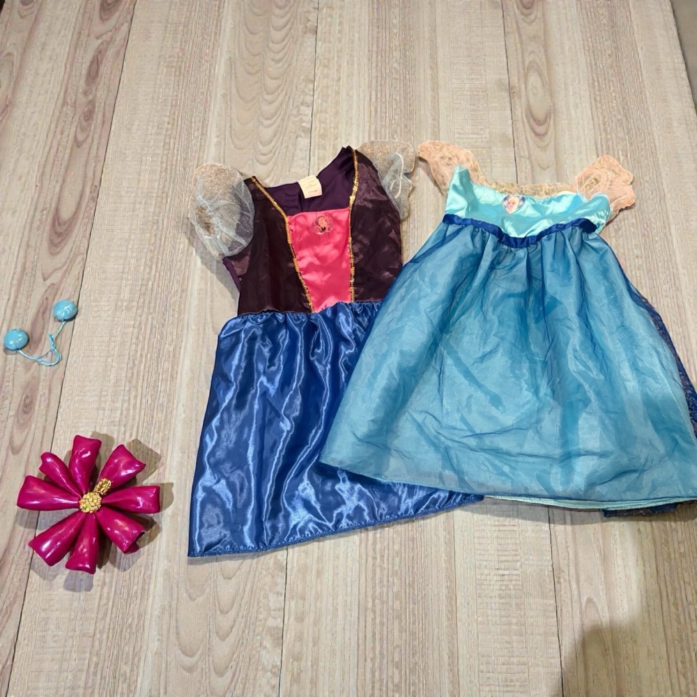Disney Frozen Elsa AND Anna Fantasy Play Costume Dresses 4-6X